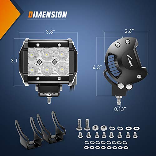 Led Pods 2Pcs 18W 1260LM Flood Off Road Lights Super 2Pcs 18W LED Flood Light - Image 3