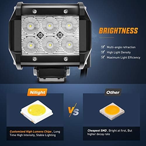 Led Pods 2Pcs 18W 1260LM Flood Off Road Lights Super 2Pcs 18W LED Flood Light - Image 4