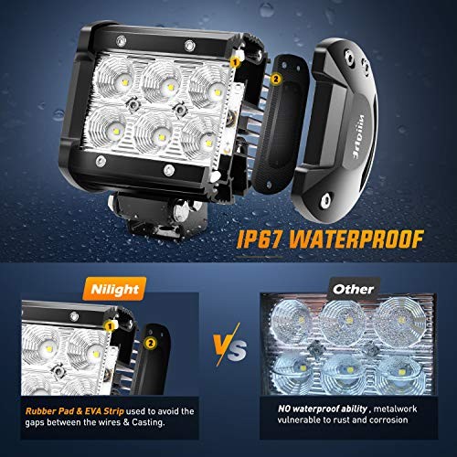 Led Pods 2Pcs 18W 1260LM Flood Off Road Lights Super 2Pcs 18W LED Flood Light - Image 5