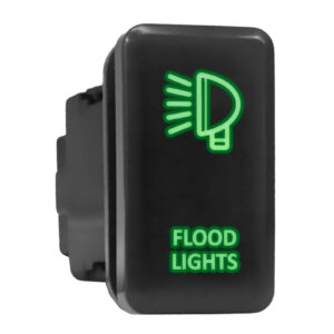 FLOOD LIGHTS - Green Backlit Tall Push In Switch 1.54"x 0.83" (Fit: Toyota)