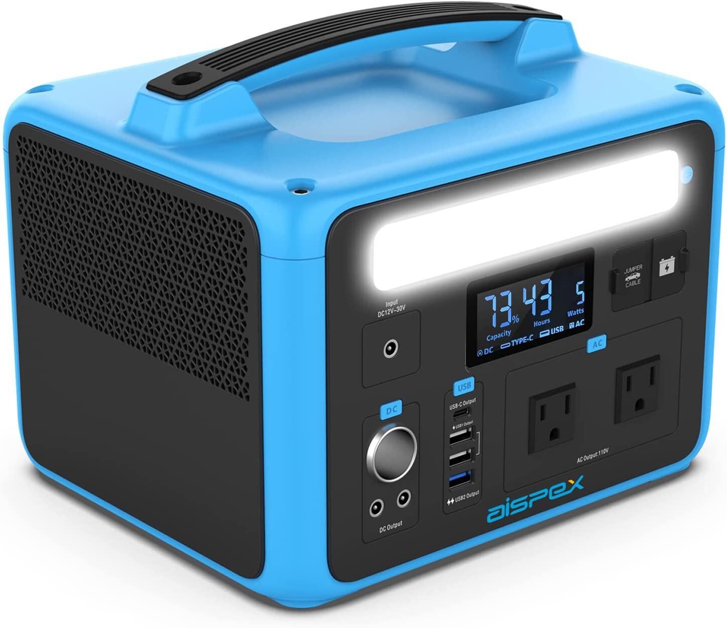 AISPEX 600W Portable Power Station , 640Wh Backup Battery, Generator, Camping