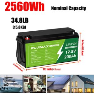 12V 200Ah LiFePO4 Lithium Battery 15000+ Deep Cycle Built-in BMS For RV Solar
