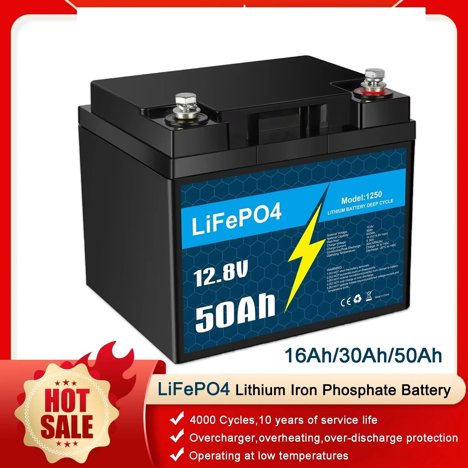 Btrpower 12V 16Ah/30Ah 50Ah LiFePO4 Lithium Battery for RV Marine Solar System