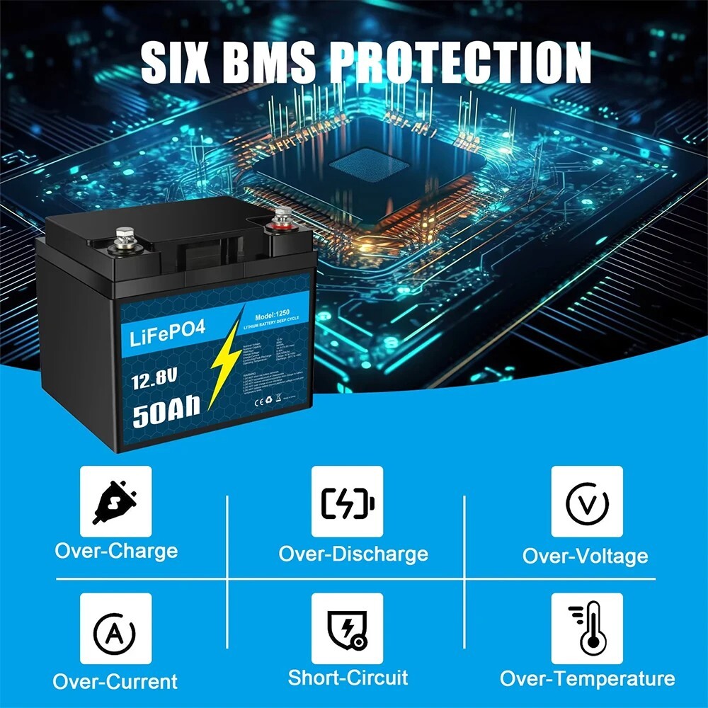 Btrpower 12V 16Ah/30Ah 50Ah LiFePO4 Lithium Battery for RV Marine Solar System - Image 2