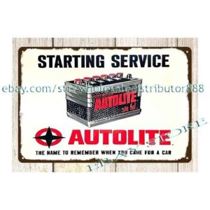 Battery autolite automotive car metal tin sign living room decor