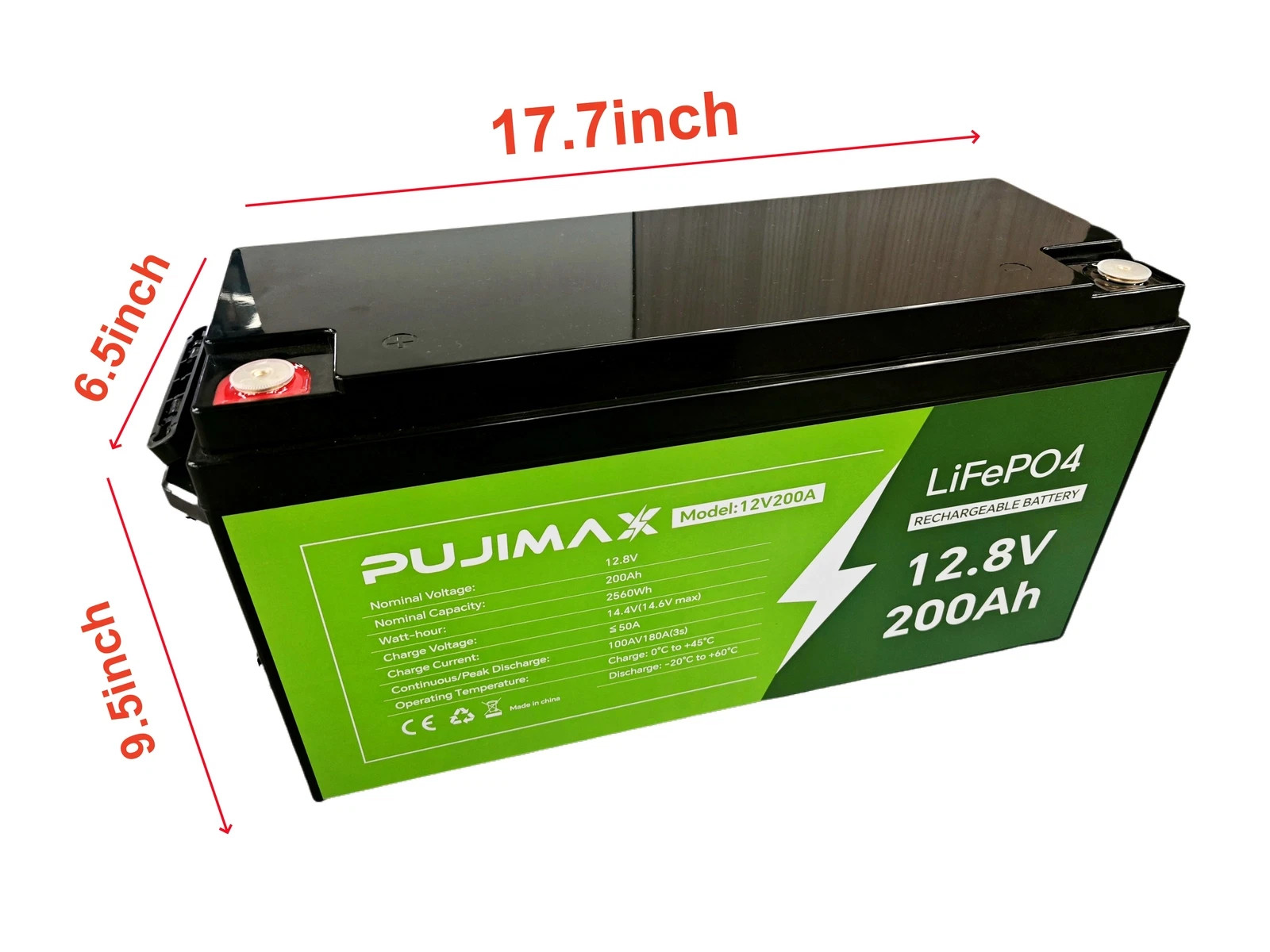 12V 200Ah LiFePO4 Deep Cycle Battery 2560Wh Built-in BMS For Golf Cart RV Solar - Image 3