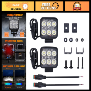 72W 9400LM 3.3" LED Light Pods - 2PCS Waterproof Flood Lights for Off-Road Truck