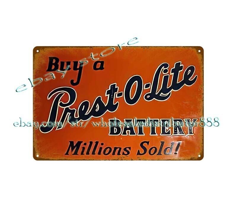 prest-o-lite battery automotive mancave garage metal tin sign plaque design - Image 2