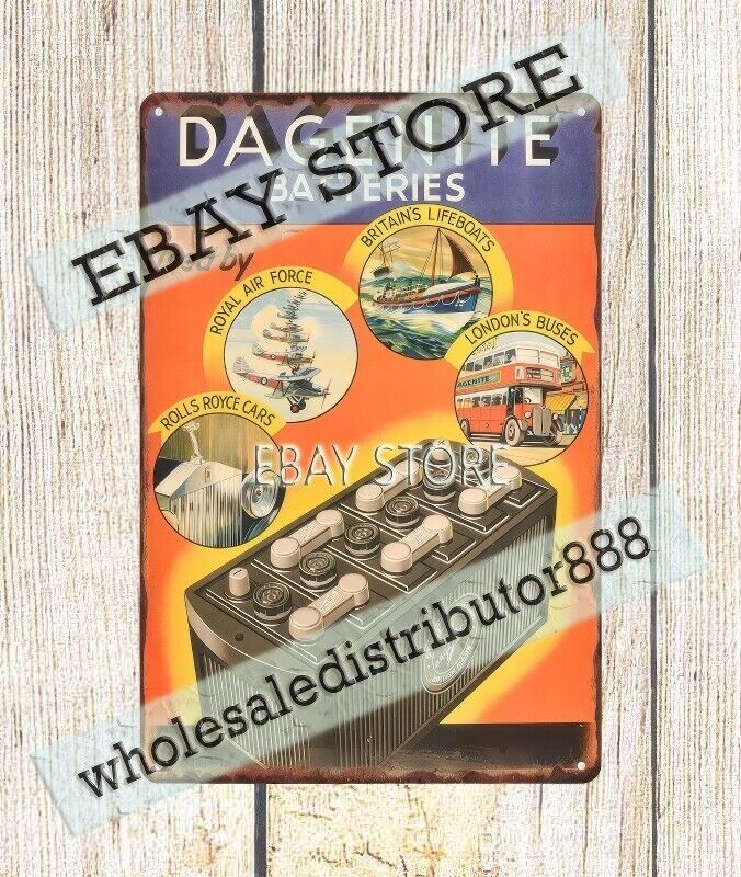 Dagenite Batteries industry automotive garage workshop metal tin sign wall decor