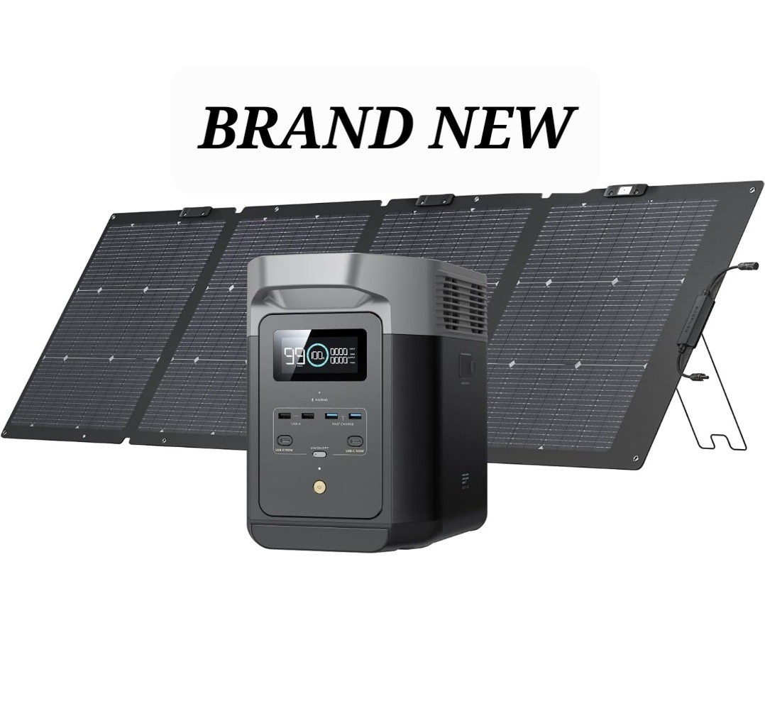 1 New EF ECOFLOW DELTA 2 + 220 Watt Solar Panel LifeP04 Battery WE SHIP OVERSEAS