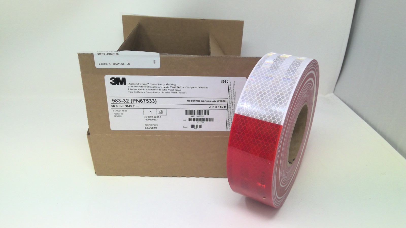 150' Roll 3M DOT Reflective Truck Trailer Vehicle Safety Tape Red White 2" - Image 2