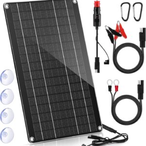 Car RV Boat 12V Battery 10W Maintainer Trickle Solar Charger-NoMore Jump Starter