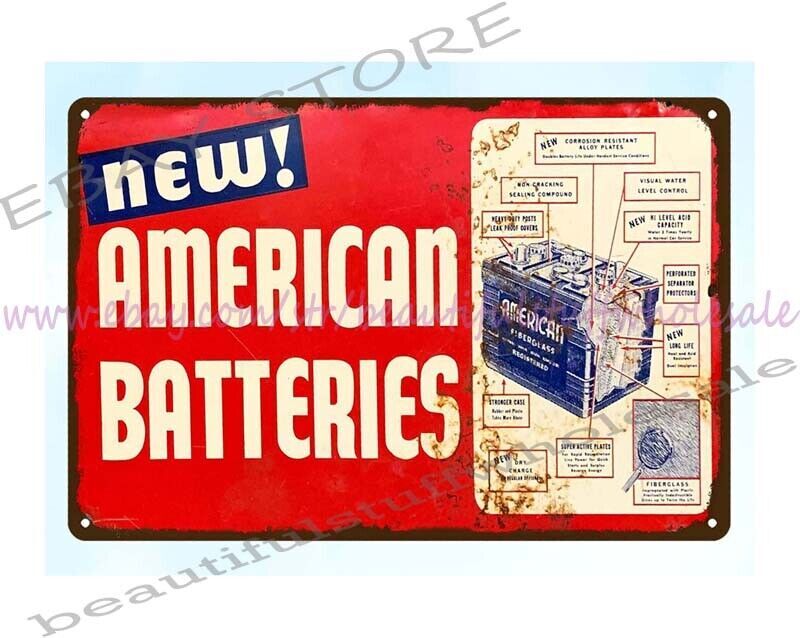 man cave mechanic automotive decor Batteries metal tin sign office shop outdoor