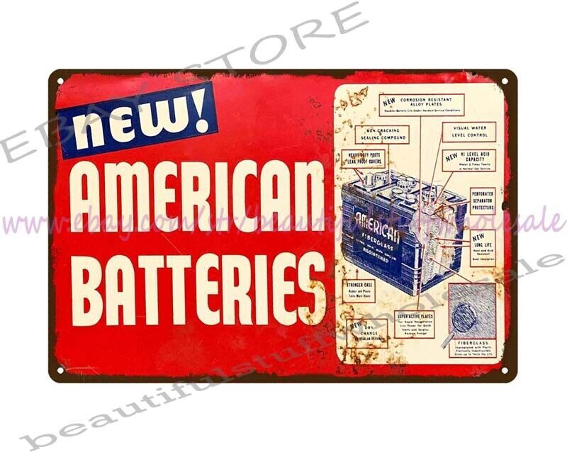 man cave mechanic automotive decor Batteries metal tin sign office shop outdoor - Image 2