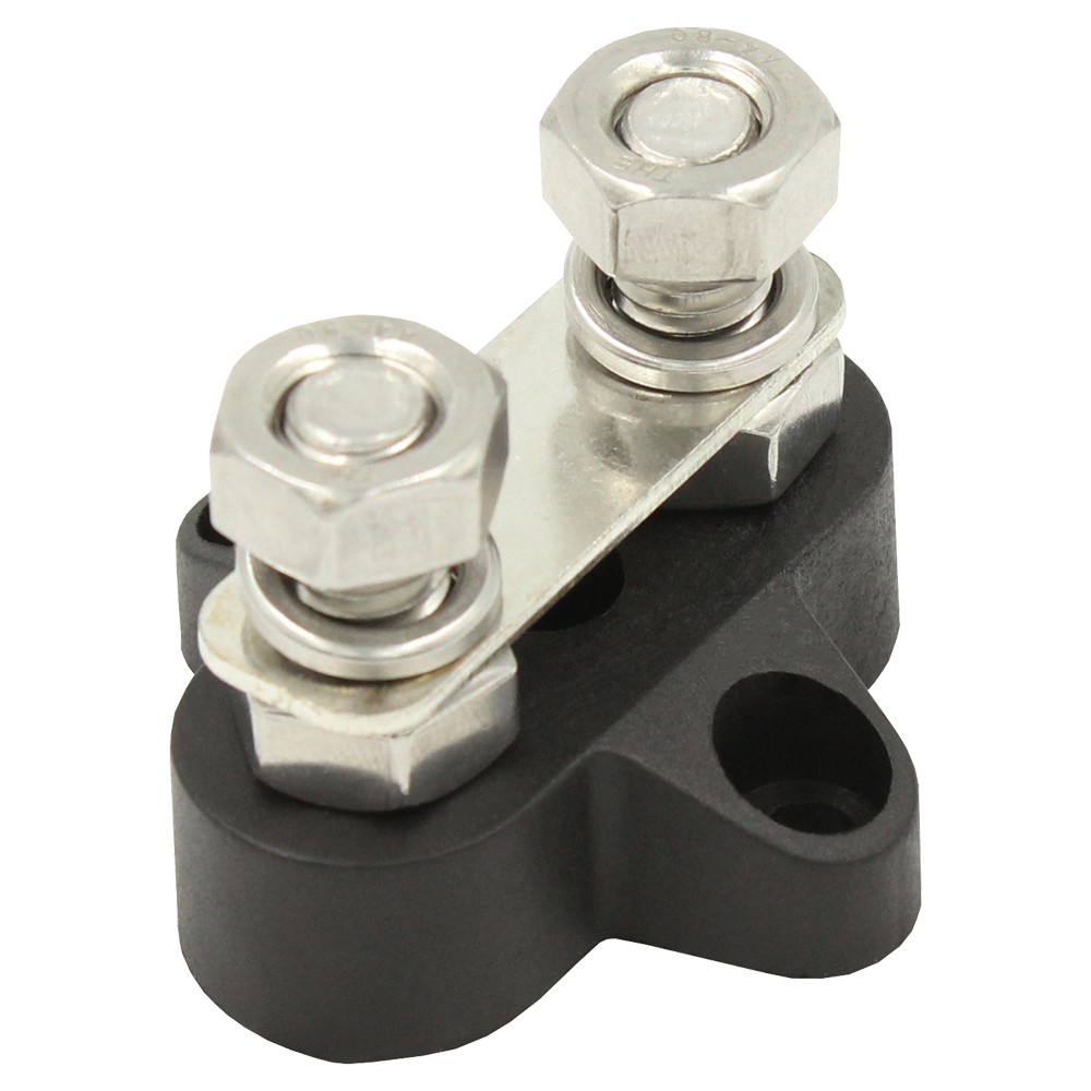 TWIN M8 Terminal Post Power Distribution Block Bus Bar - Side Mount Black Red - Image 2
