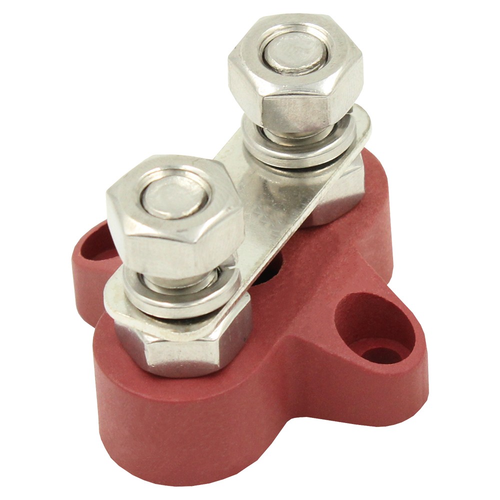 TWIN M8 Terminal Post Power Distribution Block Bus Bar - Side Mount Black Red - Image 3