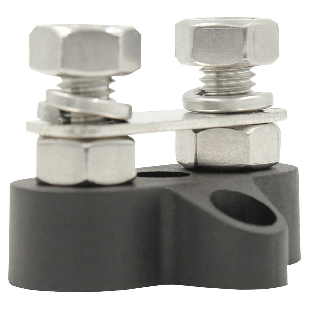 TWIN M8 Terminal Post Power Distribution Block Bus Bar - Side Mount Black Red - Image 4