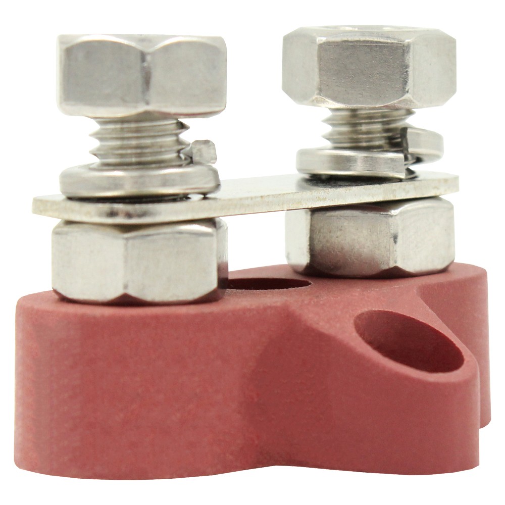 TWIN M8 Terminal Post Power Distribution Block Bus Bar - Side Mount Black Red - Image 5