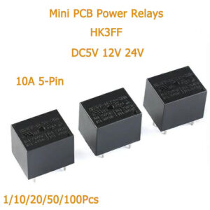 1/10/20/50Pcs Black Mini PCB Power Relays HK3FF-DC5V 12V 24V-SHG 10A 5-Pin Relay