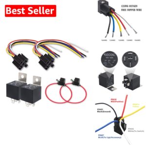 Robust 2-Pack Automotive 12V 5-Pin Relays and Sockets for Reliable Power Control
