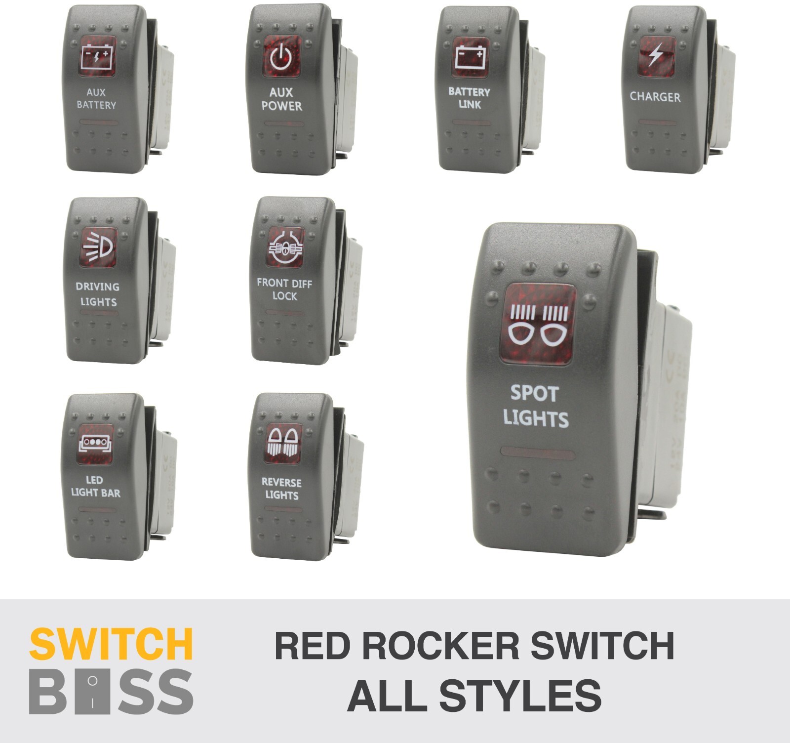 Rocker Switch 110 Styles RED LED fits All Standard Style Car Boat 12v Spot Light
