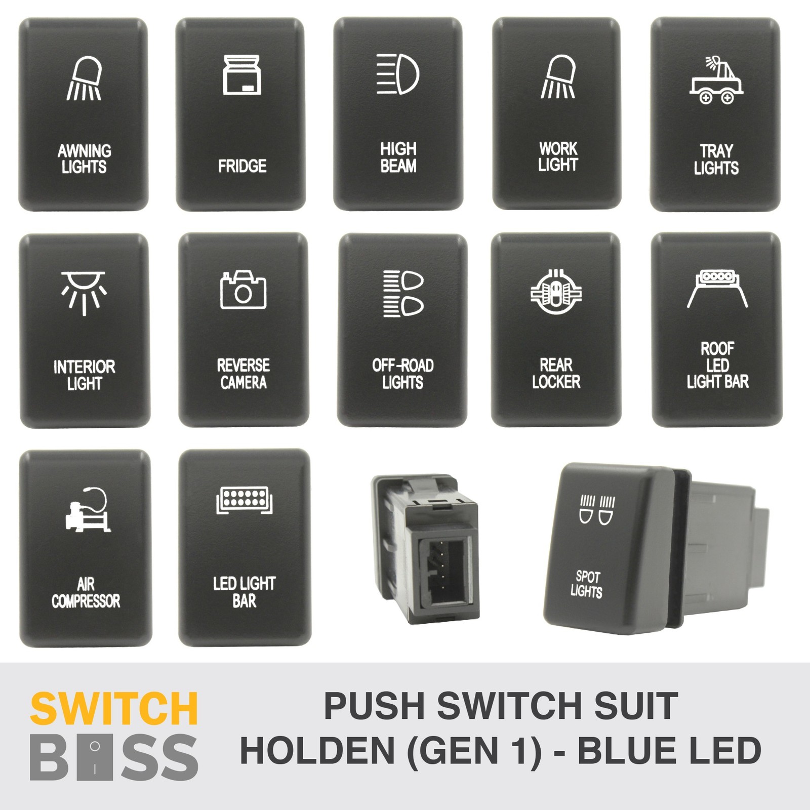 Push Switch BLUE LED 50 STYLES suit Holden OEM Replacement COLORADO 2012-2016