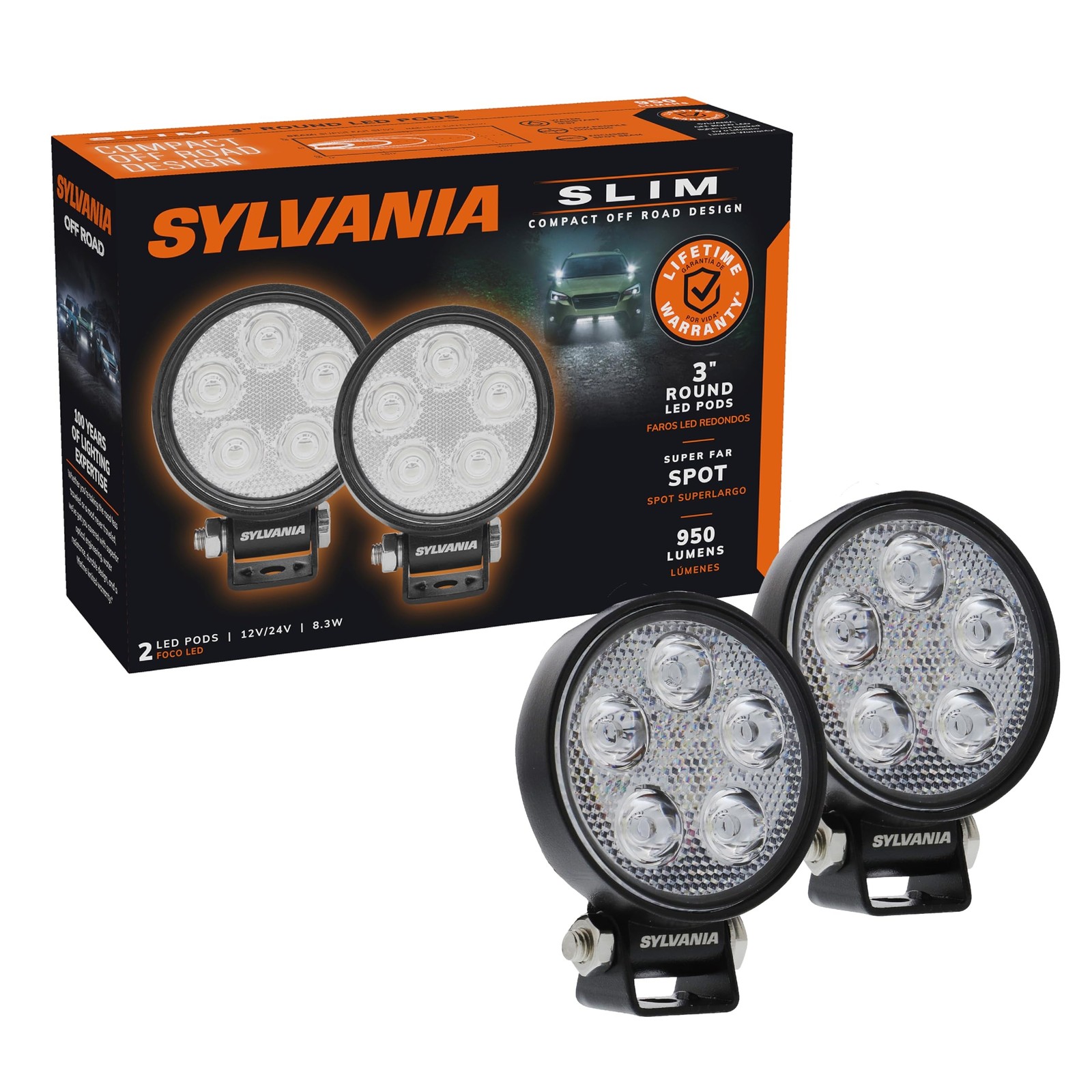 SYLVANIA - Slim 3 Inch Round LED Light Pod - Lifetime Limited Warranty - Spot...