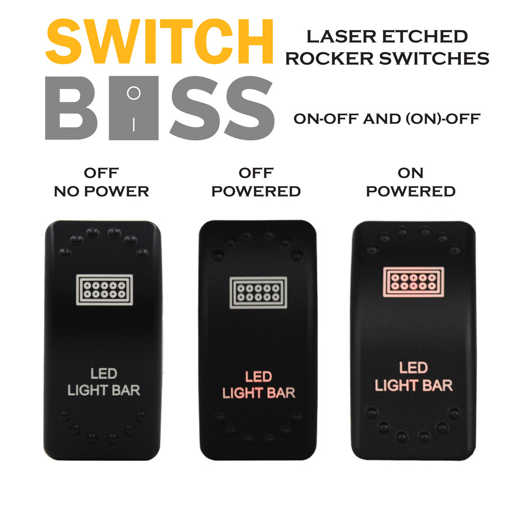 AMBER LED CUSTOM LASER ETCHED Rocker Switch 88 Styles Caravan Marine Automotive - Image 5