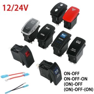 12/24V 2/3/5/7Pin LED Rocker Switch For Car Boat Ships Yachts Lorries Spot Light