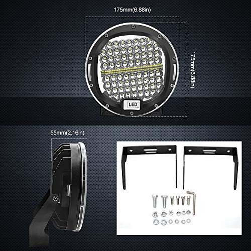 Round LED Light Bar 7 inch Round Off-Road Lights 2Pcs 300W 30000Lm 300W Spot - Image 3