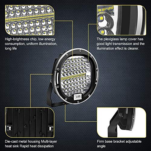 Round LED Light Bar 7 inch Round Off-Road Lights 2Pcs 300W 30000Lm 300W Spot - Image 4
