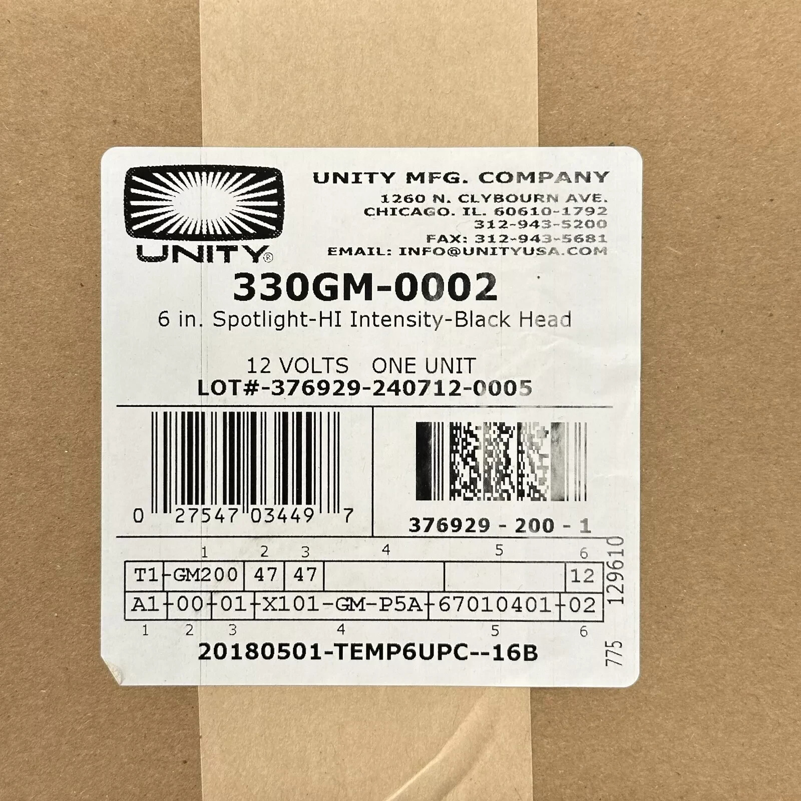 Unity 330GM-0002 Spotlight GM Shaft 330 Serie 6in High Intensity Head 100W Black - Image 2