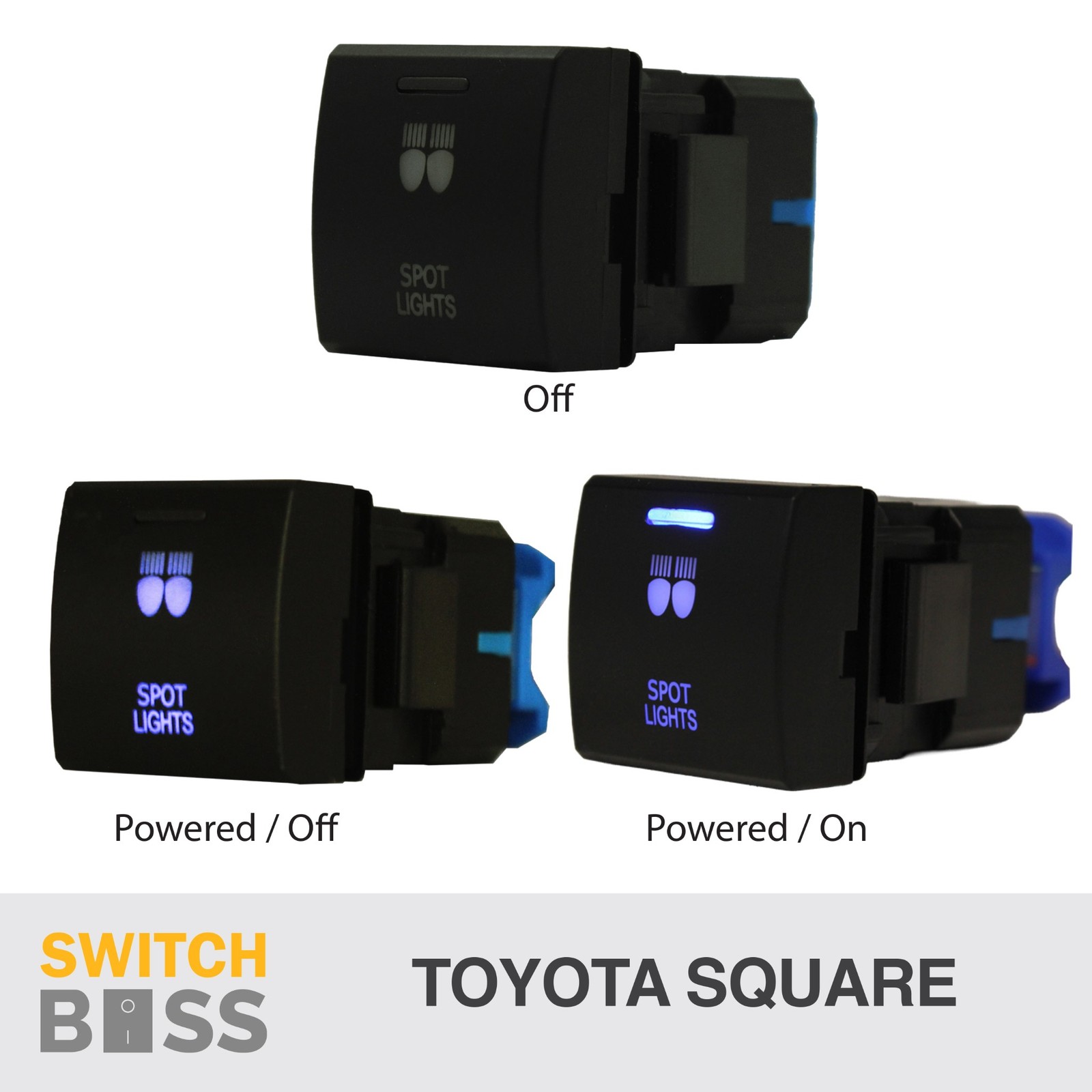Push Switch 46 STYLES DEEP BLUE LED fit Toyota SQUARE Replacement Landcruiser - Image 4