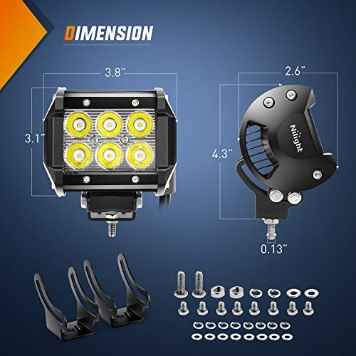 ZH009 LED Light Bar 2PCS 18W Spot Off Road Lights with 16AWG Wiring Harness - Image 3