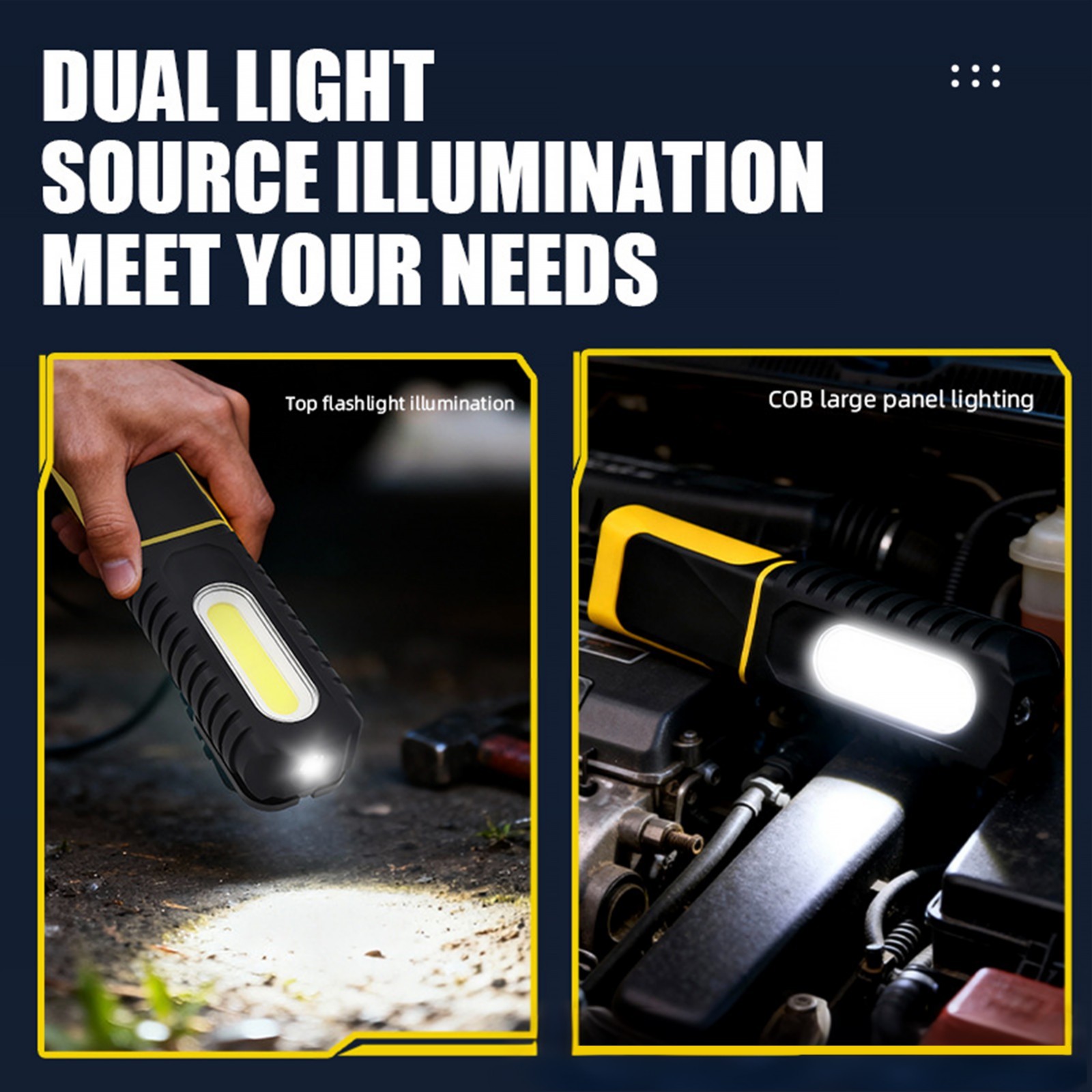 COB LED Foldable Work Light, Rechargeable LED Flashlight for Automotive Repair - Image 4