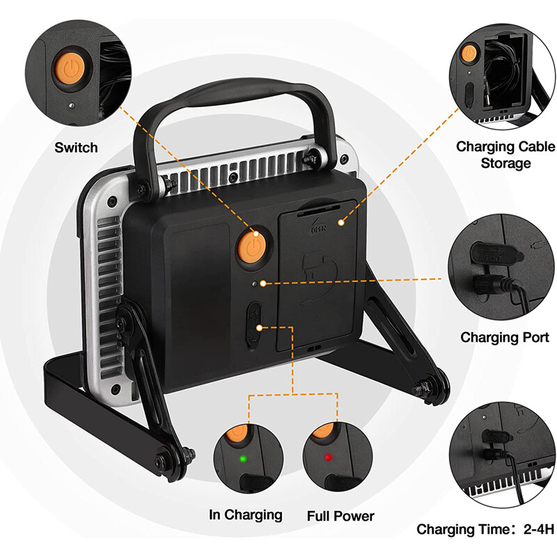 1500 Lumen Rechargeable LED Portable Work Light with Stand Automotive Work Light - Image 3