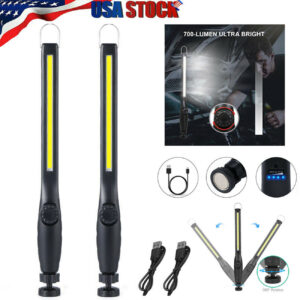 2 X LED Rechargeable Automotive Inspection Work Light Magnetic Flexible Cordless