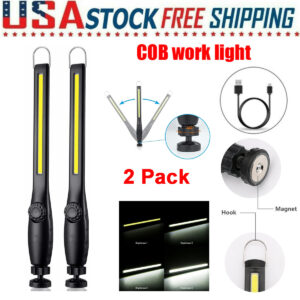 2PC LED Rechargeable Automotive Inspection Work Light Magnetic Flexible Cordless