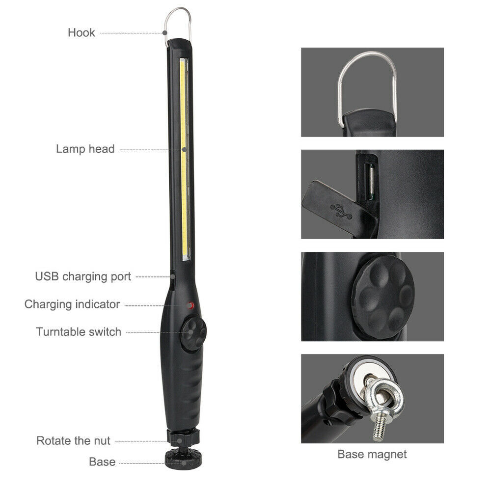 2 X LED Rechargeable Automotive Inspection Work Light Magnetic Flexible Cordless - Image 5