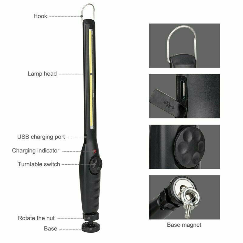 2PC LED Rechargeable Automotive Inspection Work Light Magnetic Flexible Cordless - Image 5