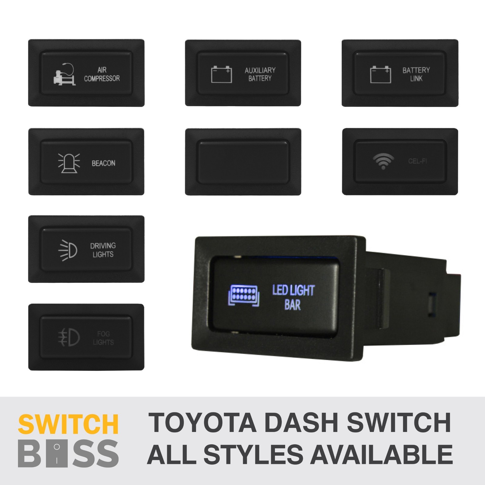 HORIZONTAL Push Switch BLUE LED 33 STYLES fits for Toyota Landcruiser 75 78 79