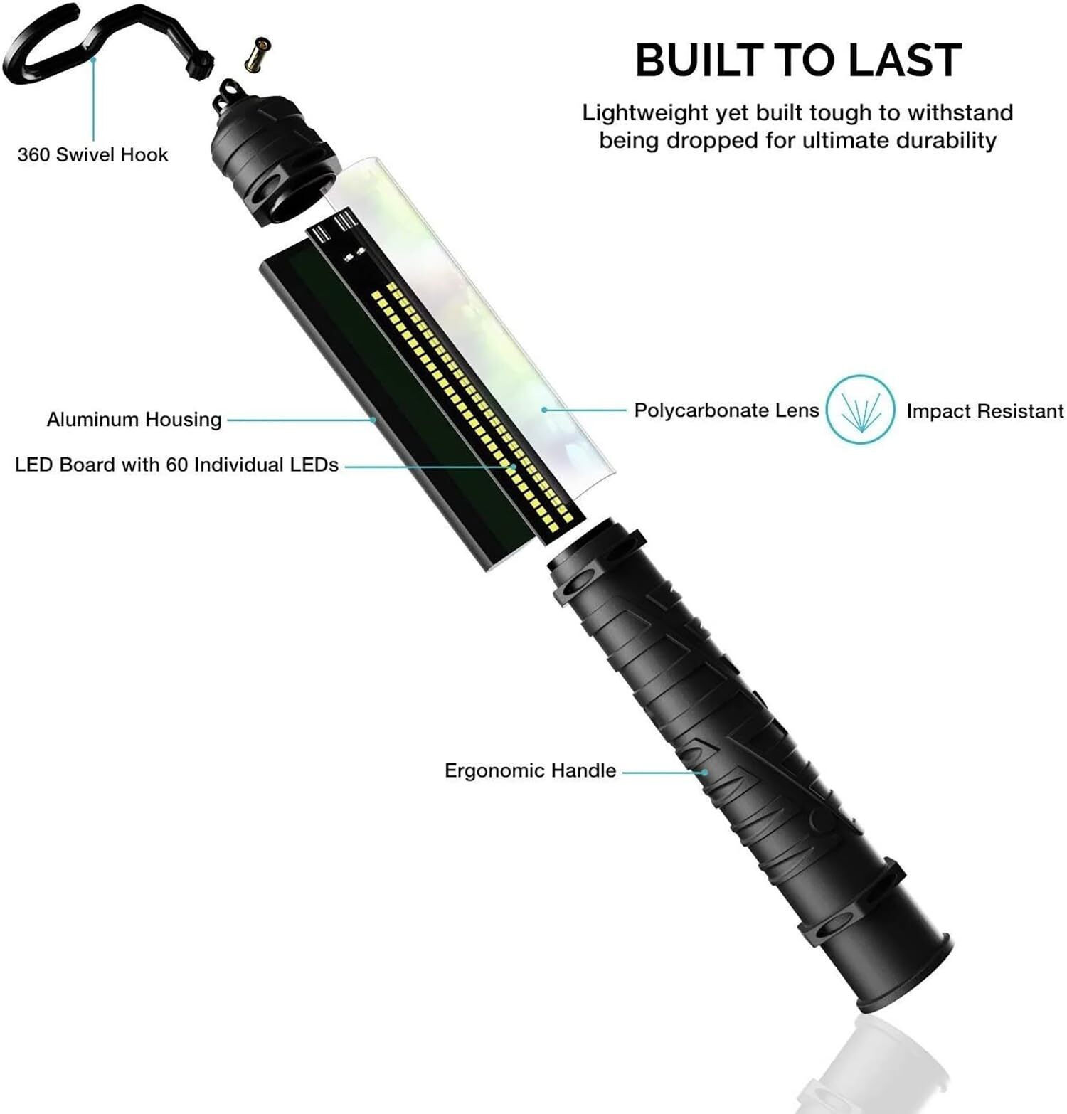 Neiko 40464A Cordless LED Work Light 350 Lumens 5 Hours Run Time 4000 mAh - Image 3