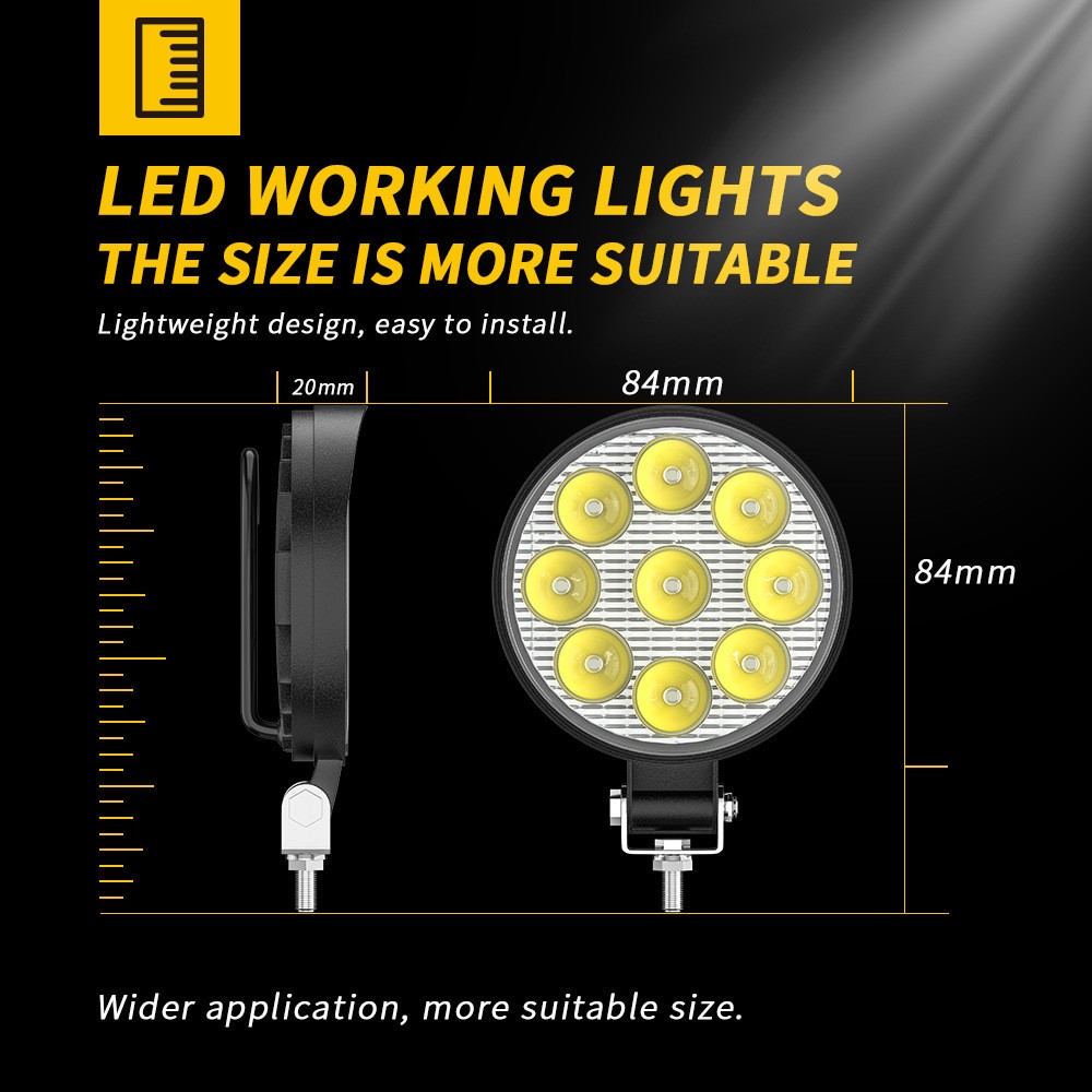 LED Automotive Work Lights 27W Auxiliary Lighting Spotlight Headlight - Image 2