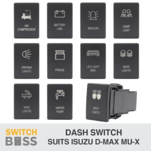Push Switch ALL STYLES Suit ISUZU D-MAX MU-X 3rd GEN Dash 12v Blue LED