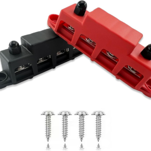 250A 12V Busbar 3/8" Power Distribution Block 4 Studs Junction Block Automotive