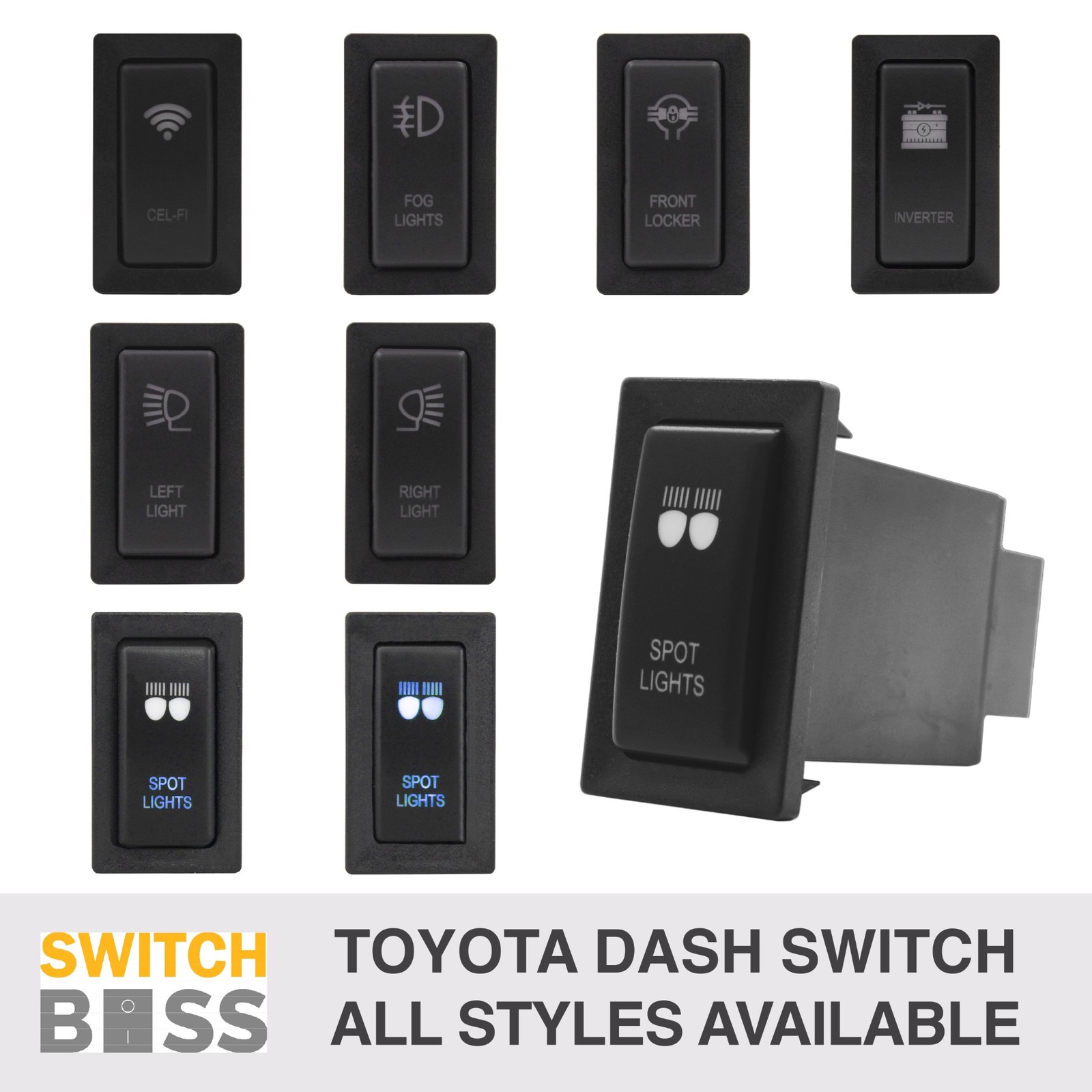VERTICAL Push Switch BLUE LED fits for Toyota Landcruiser 75 78 79 80 90 95