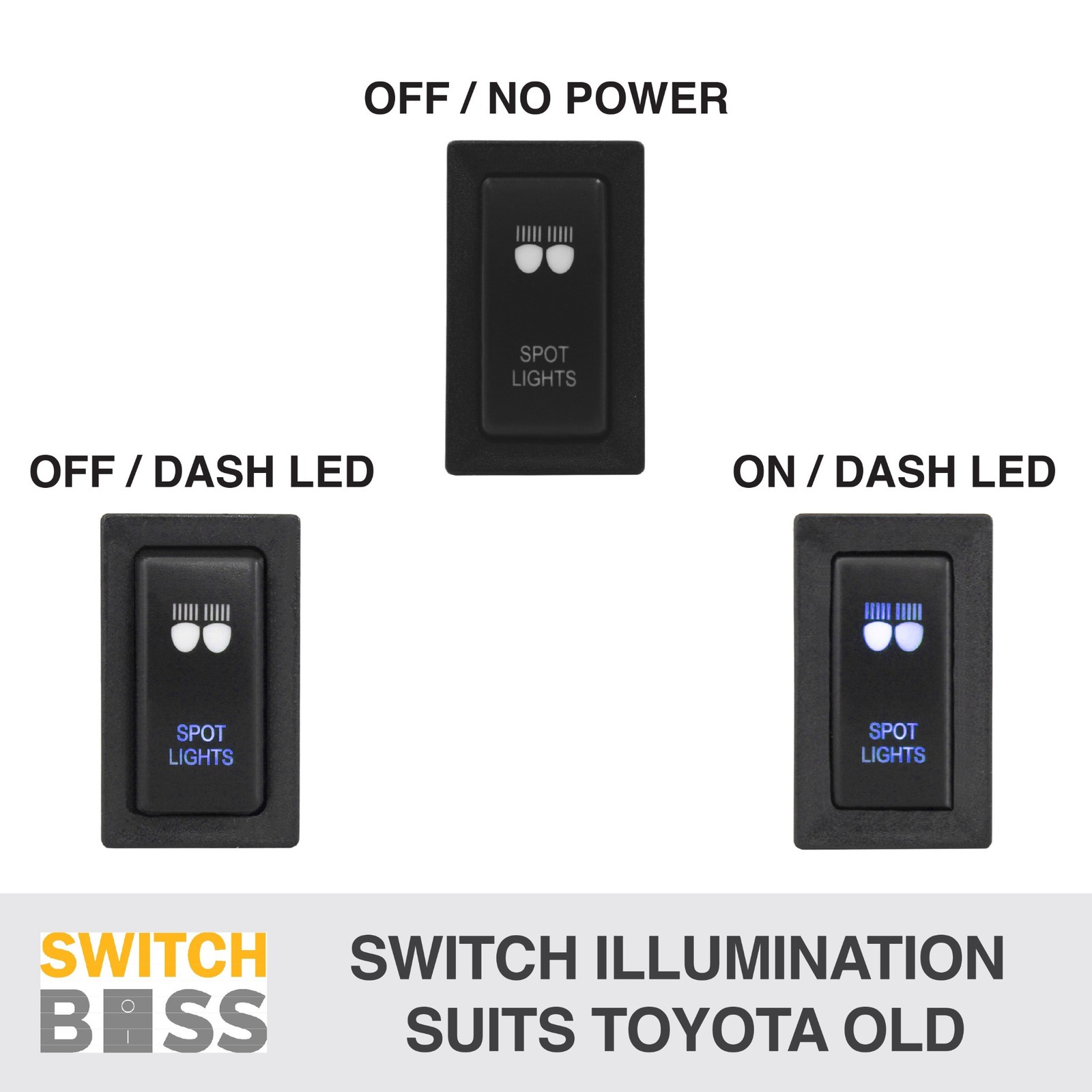 VERTICAL Push Switch BLUE LED fits for Toyota Landcruiser 75 78 79 80 90 95 - Image 3