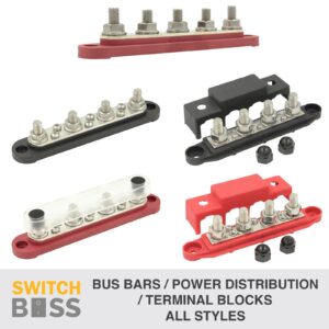 ALL Power Distribution Block BUS BAR Terminal Post Stud Black Red Set M6 M8 M10