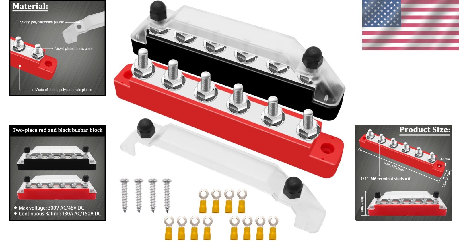 Marine & Automotive Power Distribution Terminal Block - 10 Contacts, 150A Safety - Image 2
