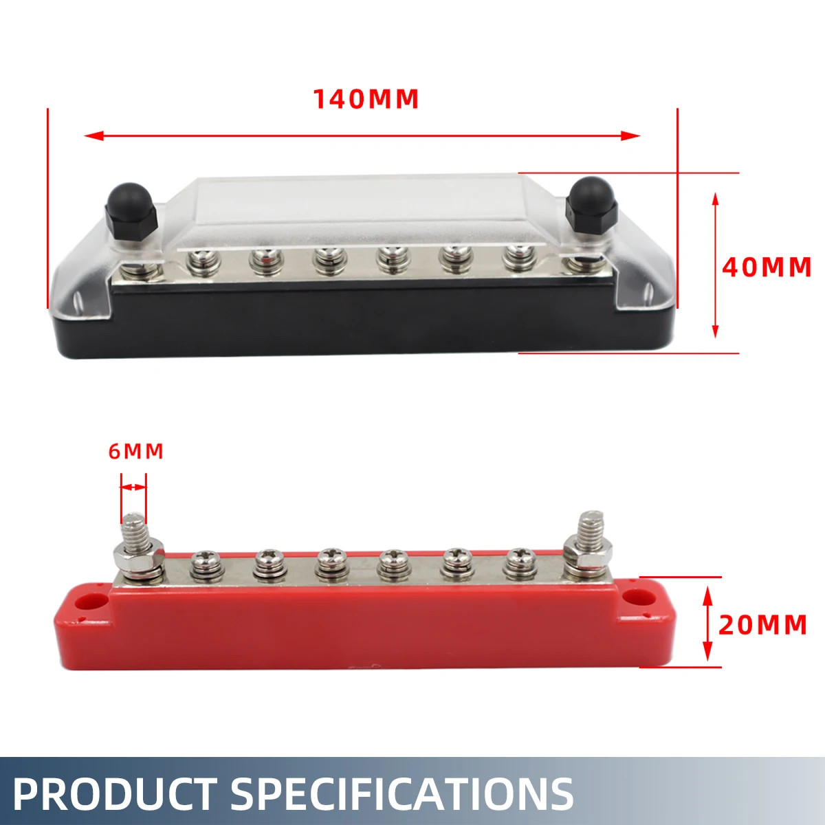 12V DC Power Junction Box M6 Studs Bus Bar Battery Distributor Block Automotive - Image 2